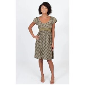 Corey Lynn Calter Dress Womens Size 4 Brown‎ Floral Print Silk Summer Midi